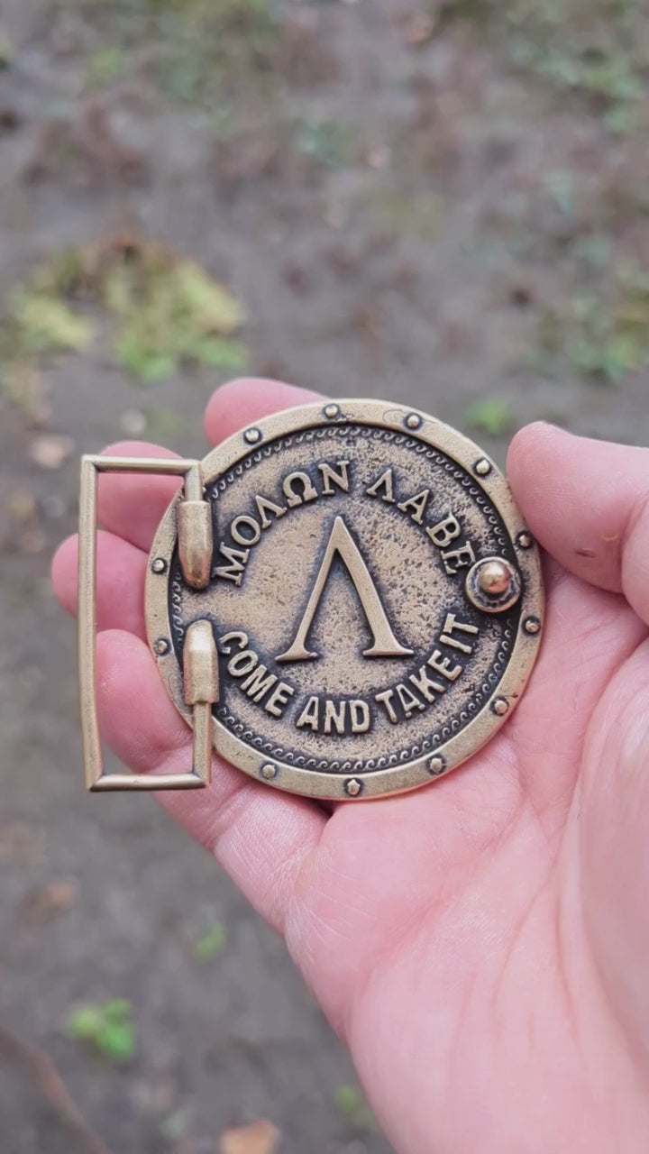 Spartan warrior helmet belt buckle