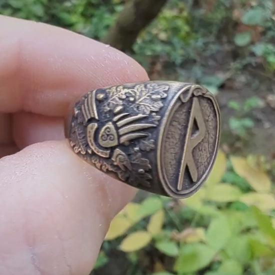 Raido rune signet ring