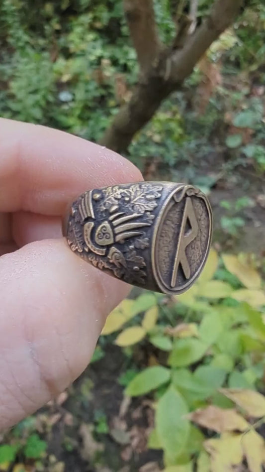 Raido rune signet ring