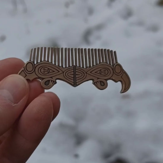 Viking raven beard comb