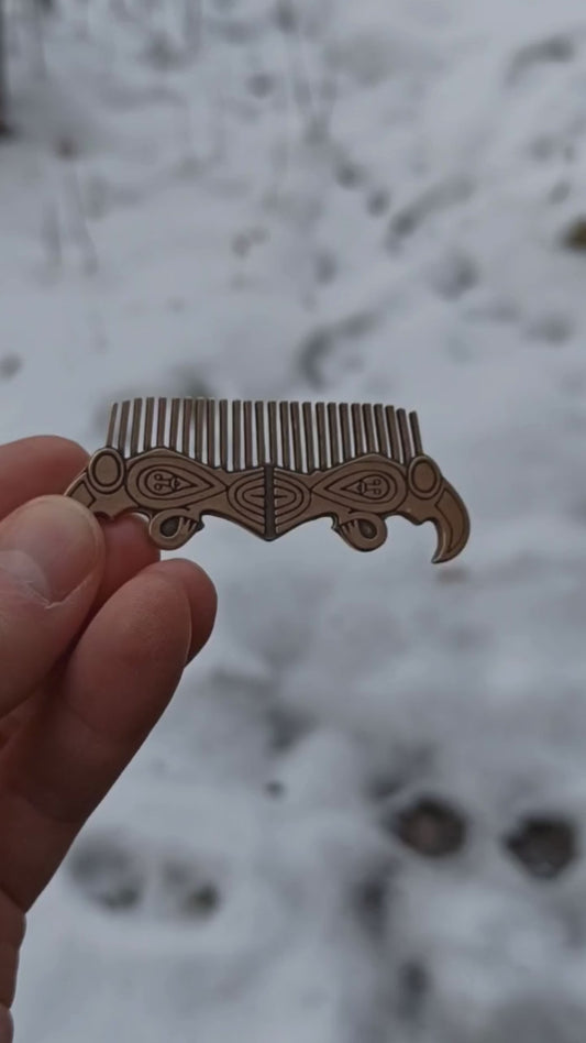 Viking raven beard comb