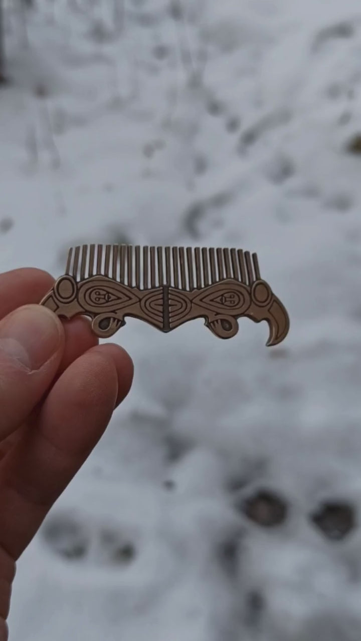 Viking raven beard comb