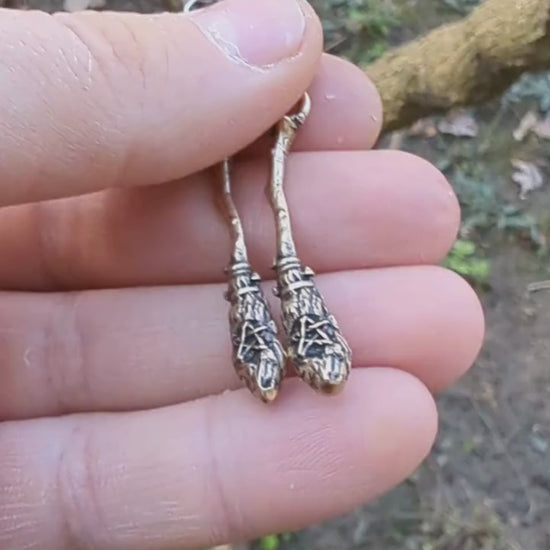 Witch's broom earrings