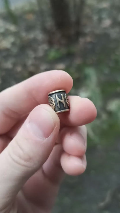 Hagalaz rune bead