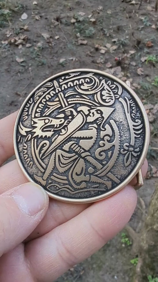 Sigurd and Fafnir belt buckle