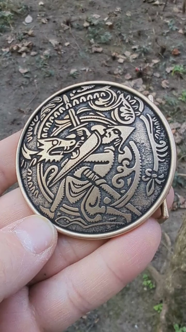 Sigurd and Fafnir belt buckle