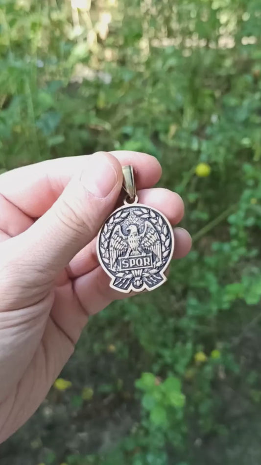 Roman eagle Aquila SPQR pendant