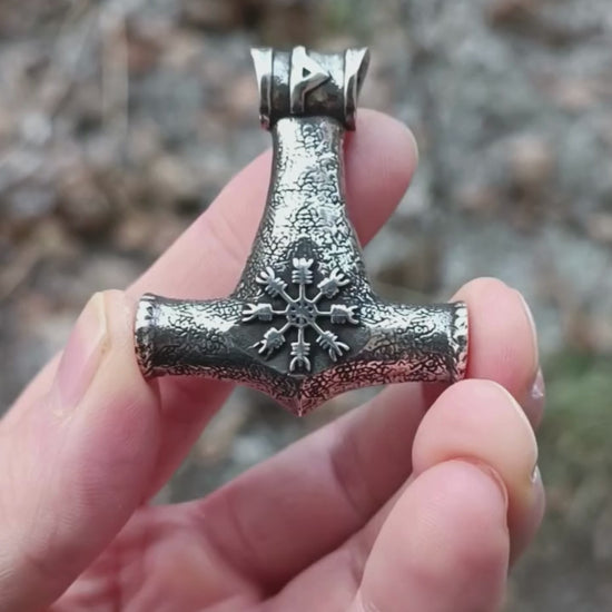Mjolnir pendant with runes