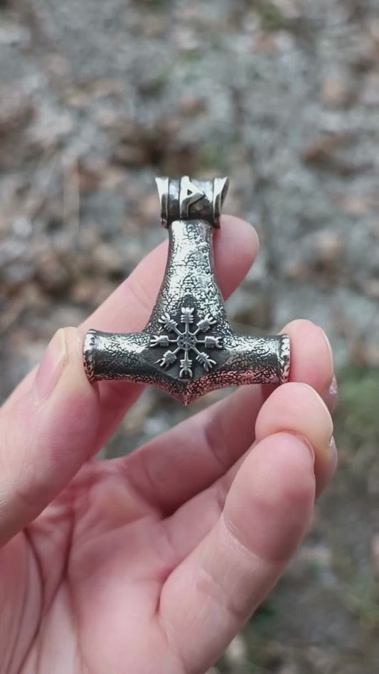Mjolnir pendant with runes