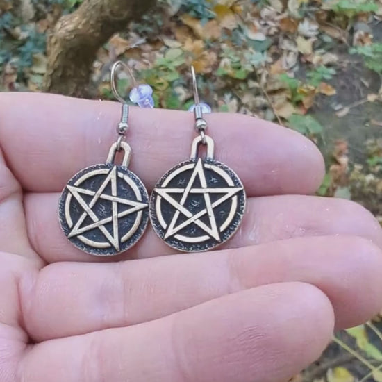 Wiccan Pentacle earrings