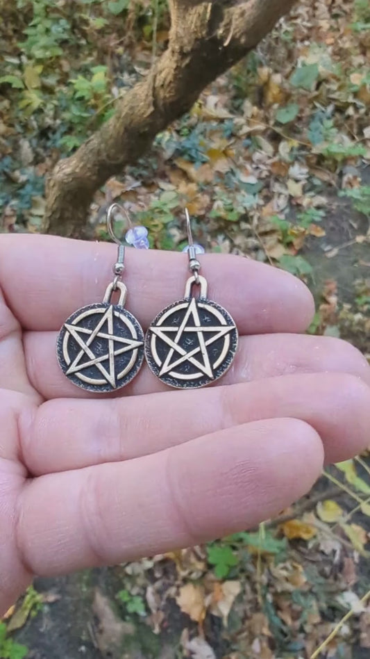 Wiccan Pentacle earrings
