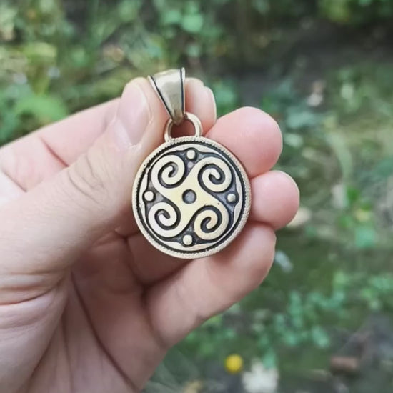 Slavic Solar petroglyph sun pendant