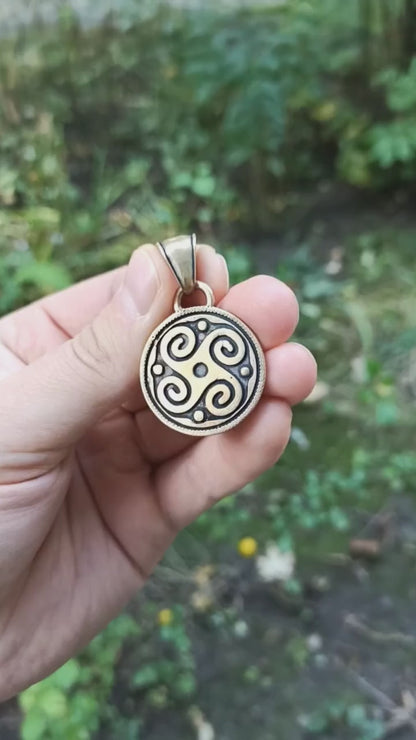Slavic Solar petroglyph sun pendant
