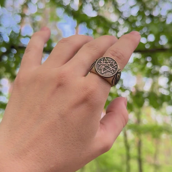 Elder sign symbol ring