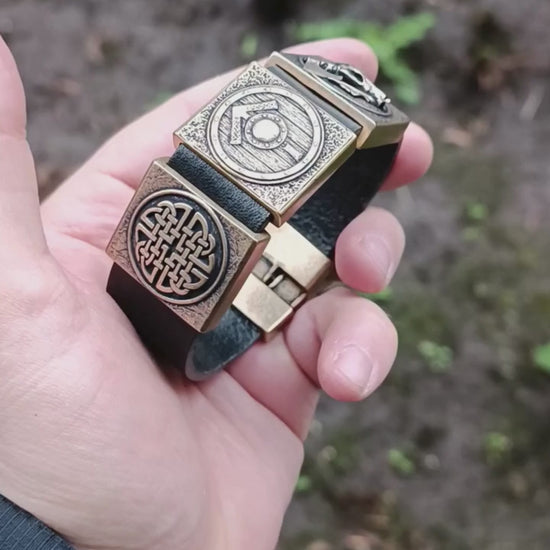 Viking warrior leather bracelet