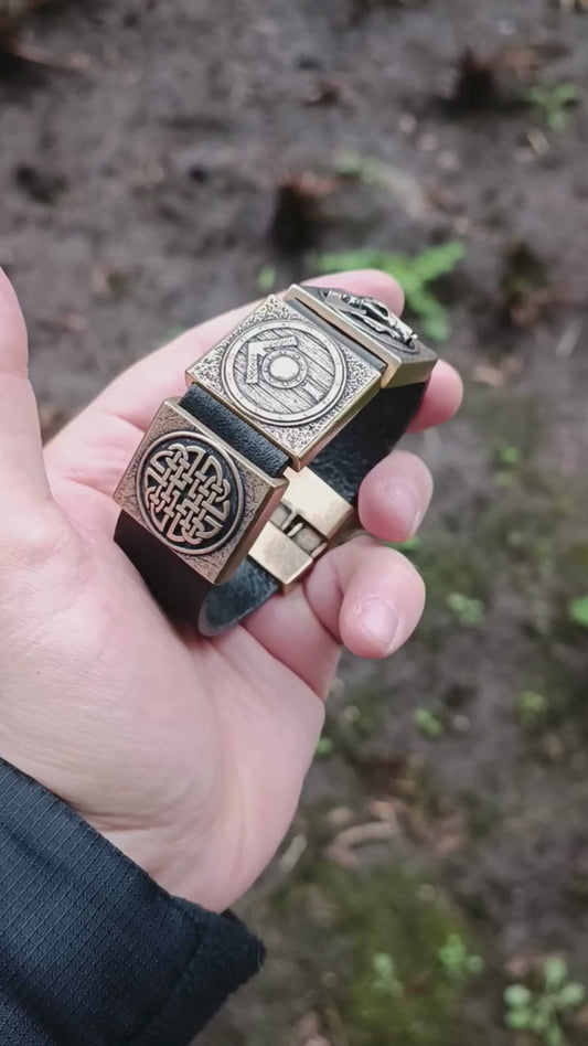 Viking warrior leather bracelet