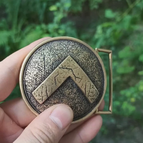 Spartan warrior shield belt buckle