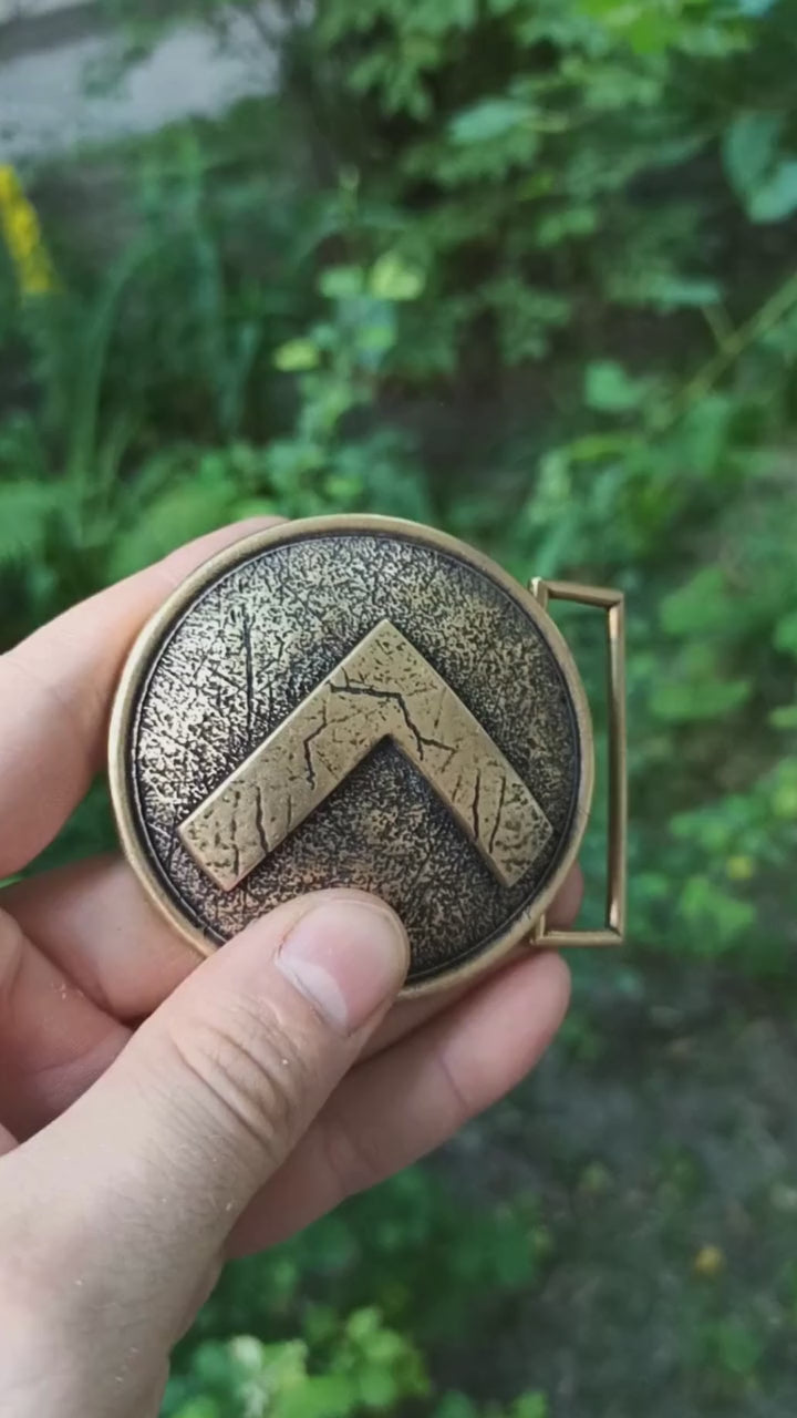 Spartan warrior shield belt buckle