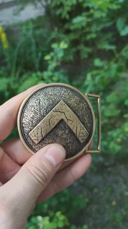 Spartan warrior shield belt buckle
