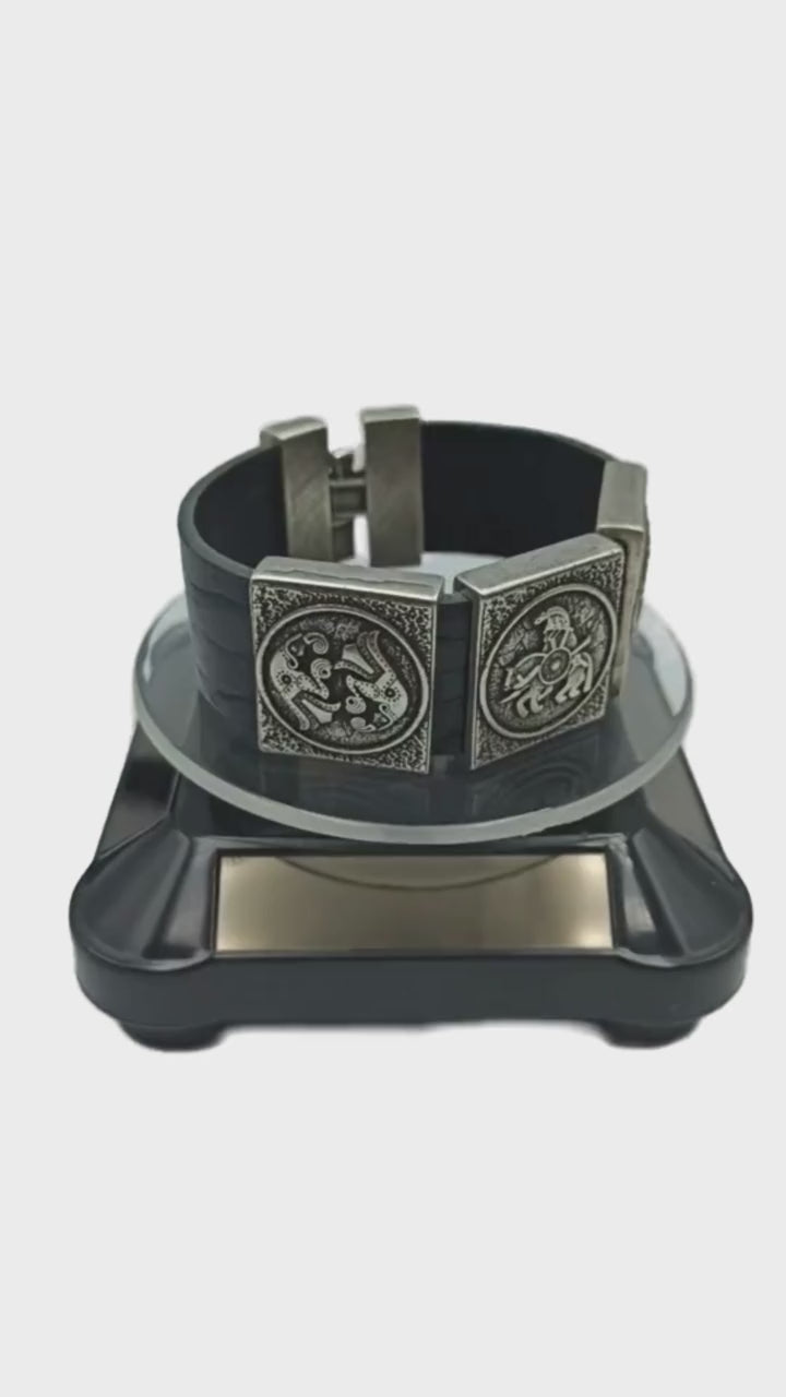 Odin leather wrist cuff bracelet