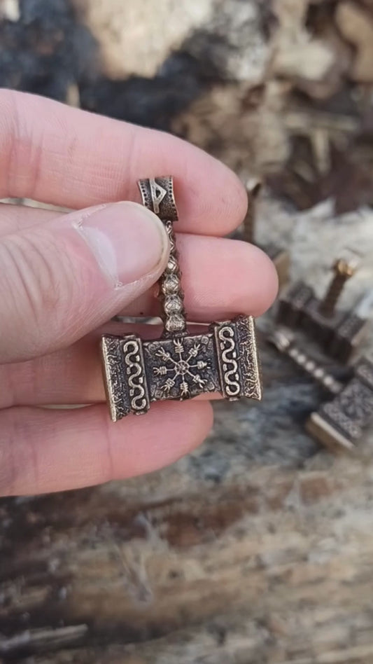 Mjolnir with runes pendant