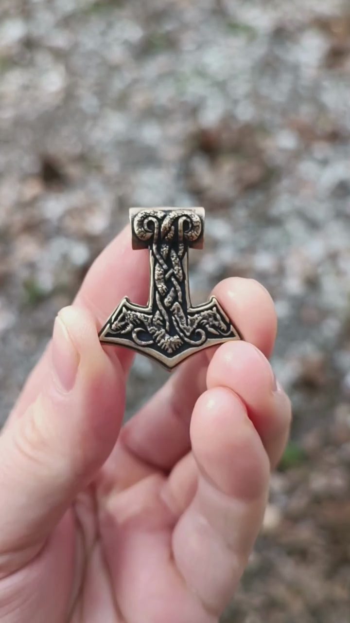 World Serpent Mjolnir pendant