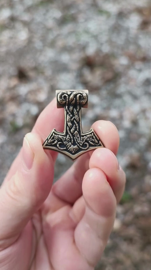 World Serpent Mjolnir pendant