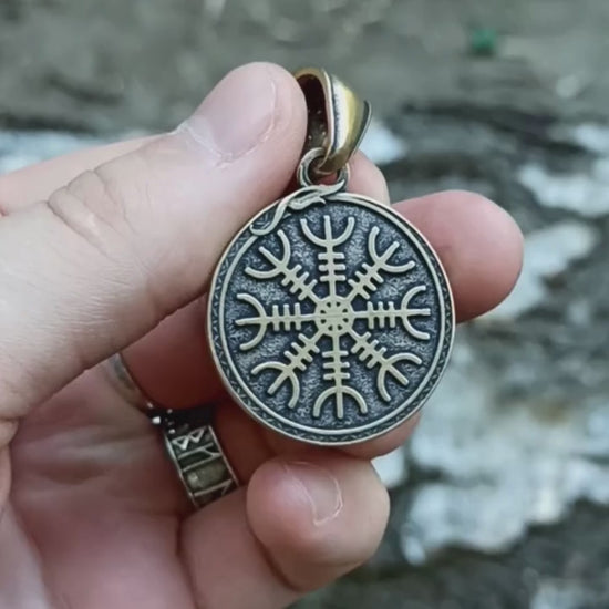 Aegishjalmur pendant with serpent