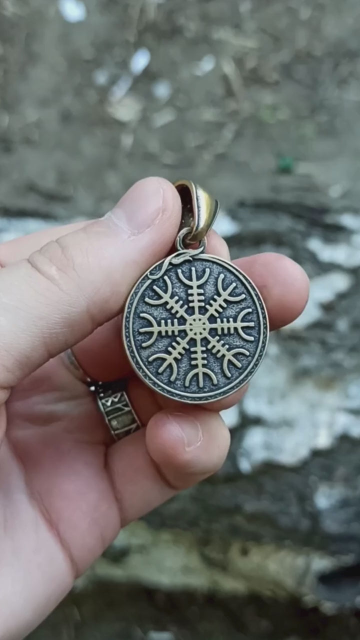 Aegishjalmur pendant with serpent