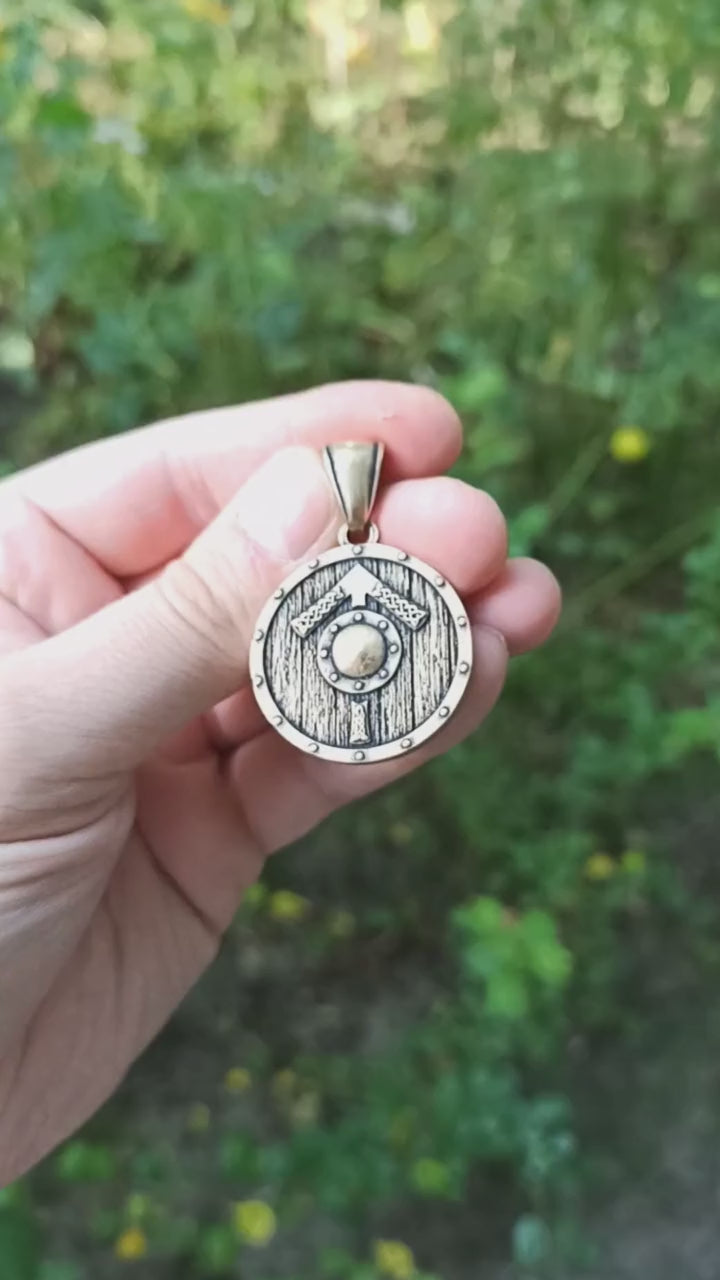 Tyr rune on Viking shield pendant