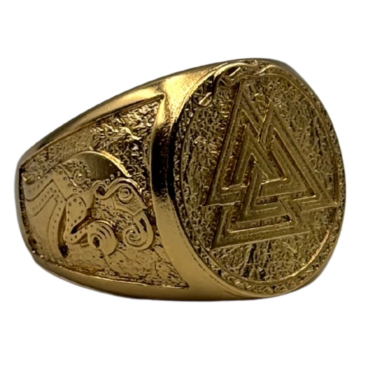 Valknut Symbol germanic raven ring 6 US Gold plating