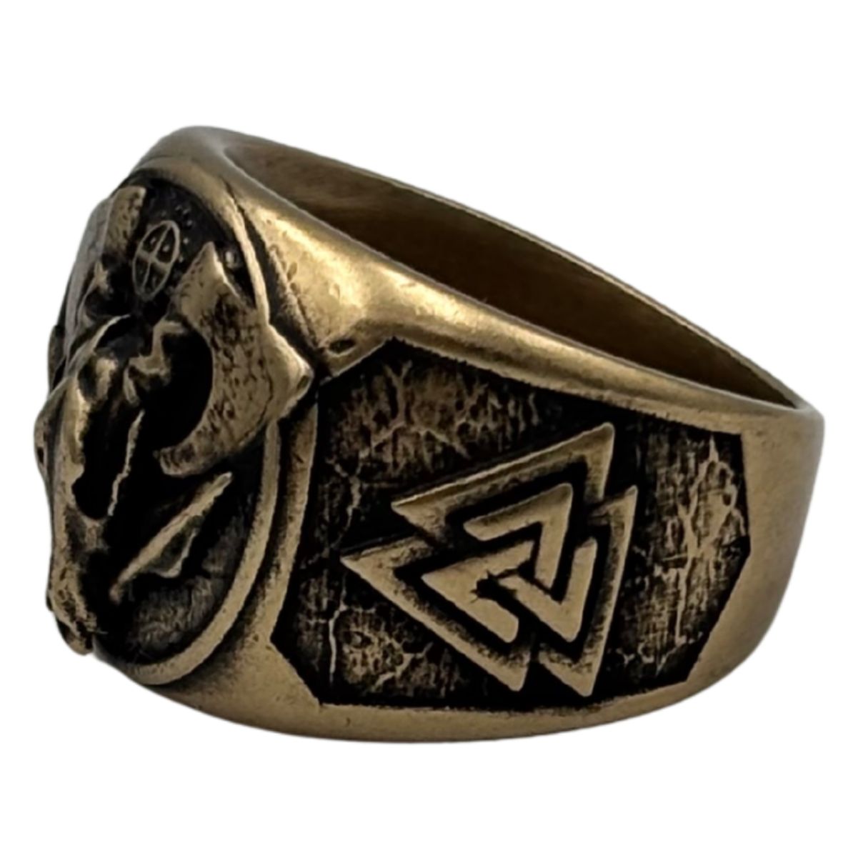 Wolf Skull Ring with Fenrir and Valknut