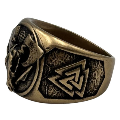 Wolf Skull Ring with Fenrir and Valknut
