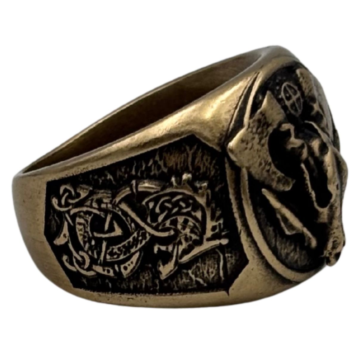 Wolf Skull Ring with Fenrir and Valknut