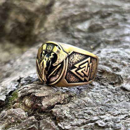 Wolf Skull Ring with Fenrir and Valknut