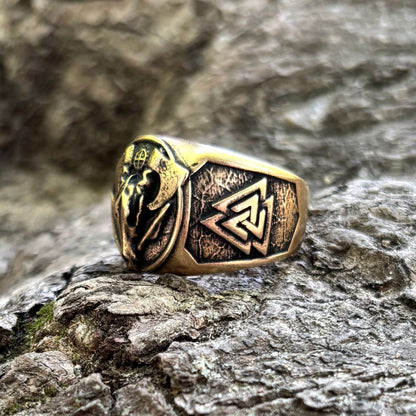Wolf Skull Ring with Fenrir and Valknut