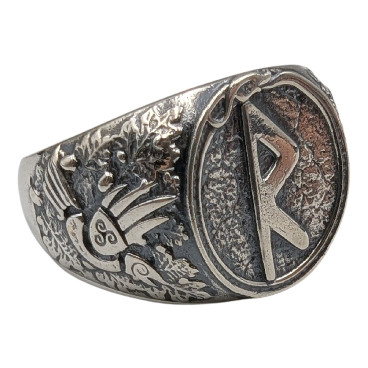 Raido rune signet ring 6 US Silver 925