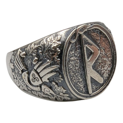 Raido rune signet ring 6 US Silver 925