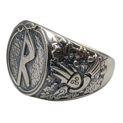 Raido rune signet ring