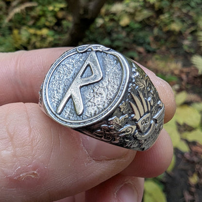 Raido rune signet ring