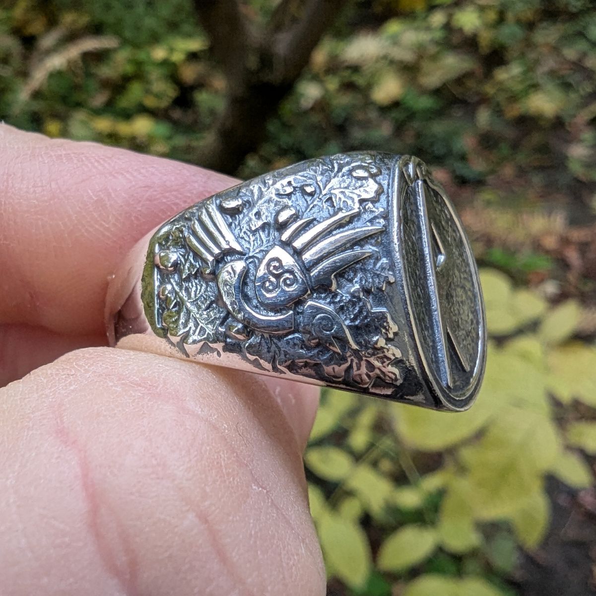 Raido rune signet ring