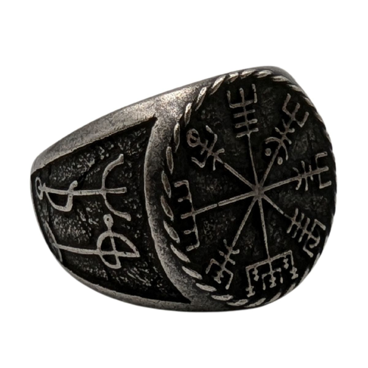 Draumstafir Ring with Vegvisir 6 US Silver plating