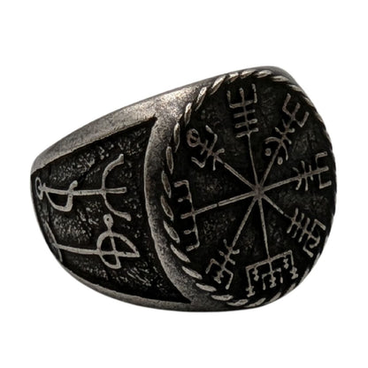Draumstafir Ring with Vegvisir 6 US Silver plating