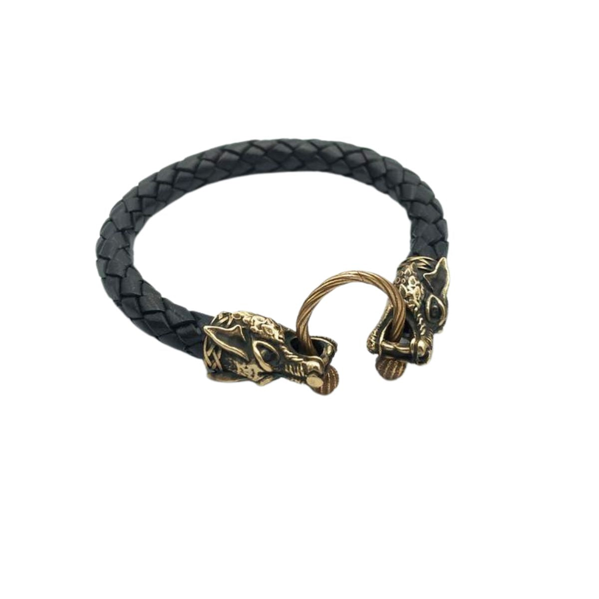 Viking wolf leather bracelet
