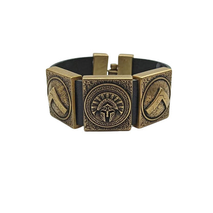 Spartan leather cuff bracelet 16 cm | 6.3 inch Bronze with patina 