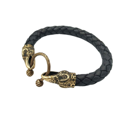 Norse raven leather bracelet