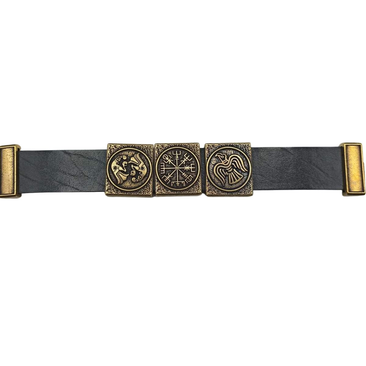 Viking compass leather bracelet