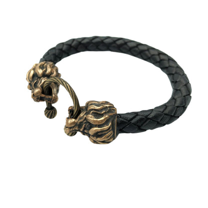 Lion head leather bracelet