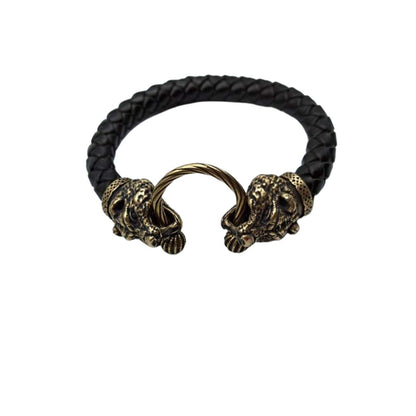 Bear head leather bracelet