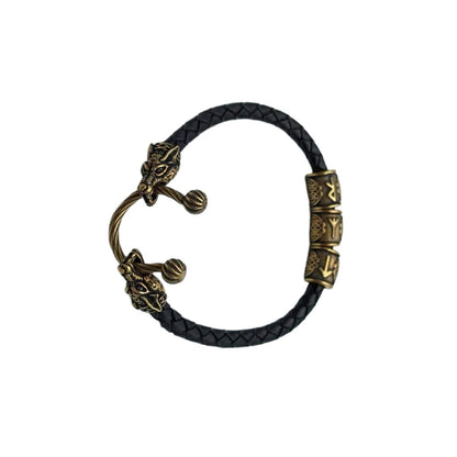Tyr wolf leather bracelet